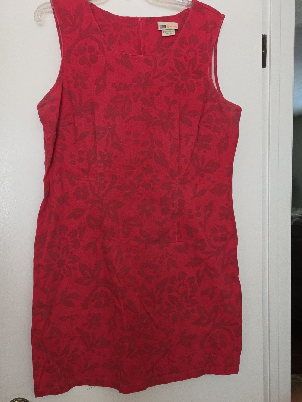 Faded Glory Red Floral Jacquard Sheath Dress